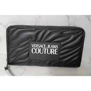 Versace Jeans Couture Black Quilted Zip Wallet